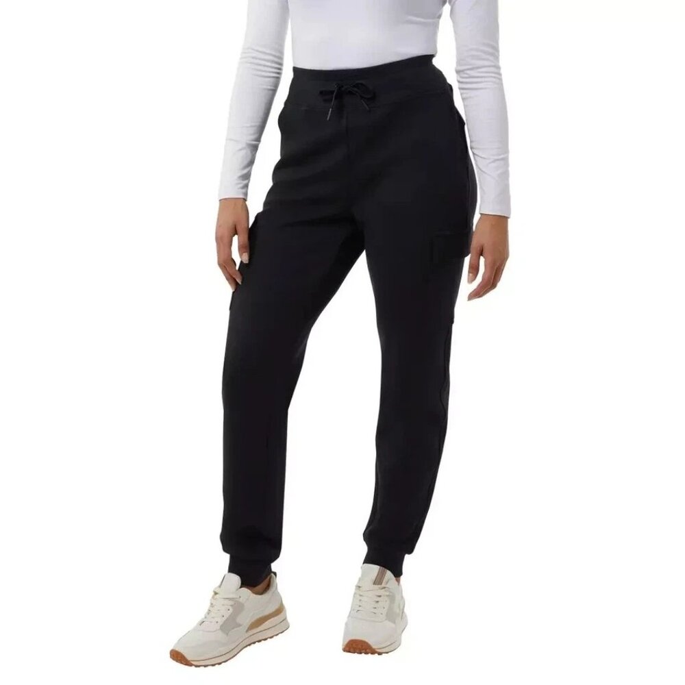 New 32 Degrees Women L Cargo Jogger Pant Tech Fleece Athletic Elastic Drawstring